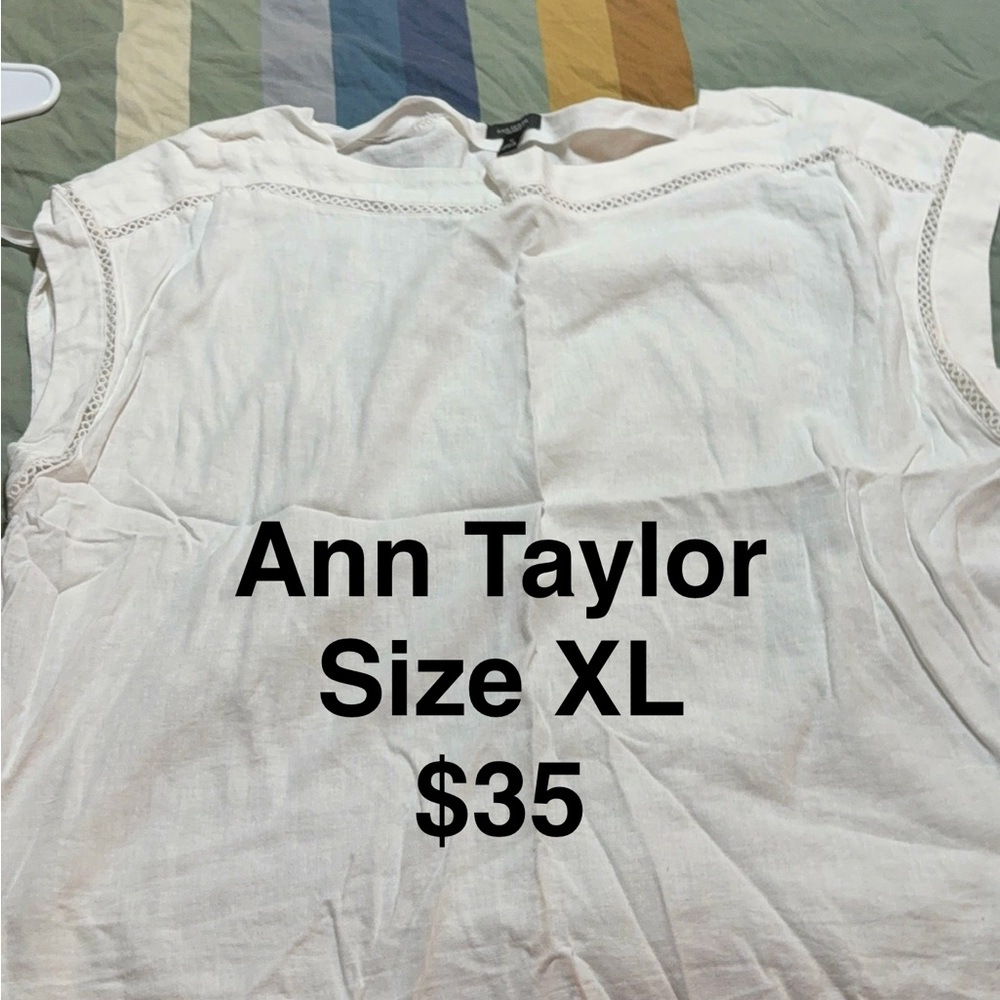 Ann Taylor Cream Sleeveless Blouse
